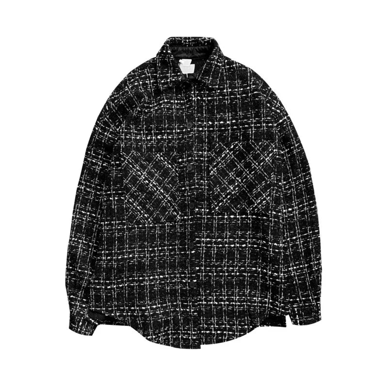 saferido Spring and autumn male plaid shirt Korean fashion casual jacket released man harajuku streetwear retro sleeve shirt