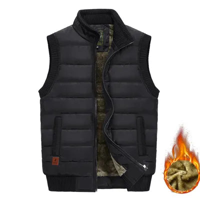 Mens Jacket Sleeveless Vest Winter Male Fleece Warm Vest Coats Men Stand Collar Army Thicken Waistcoats Clothing 6XL