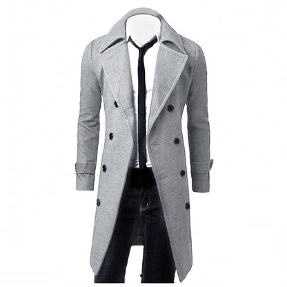 High Quality Trench Coat Men's Fashion Long Brand Autumn Jacket Self-Cultivation Solid Color Men's Coat Double-Breasted Jacket