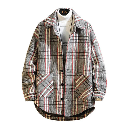 saferido Plaid large jacket men's coat spring autumn new fashion Plaid loose top trend large winter military jackets fall Genuine