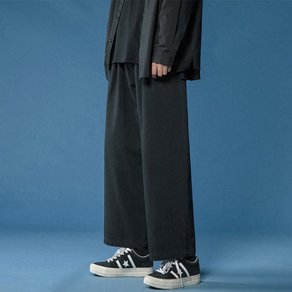 Legible Women Pant Casual Cotton Wide Leg Pants Retro Ankle Length Elastic Waist Loose Trousers Female