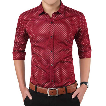 New Autumn Fashion Brand Men Clothes Slim Fit Men Long Sleeve Shirt Men Polka Dot Casual Men Shirt Social Plus Size M-5XL