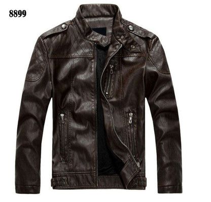 Men PU Leather Jackets New Motorcycle Men's Cotton Coat Autumn Winter Fleece Leather Jacket