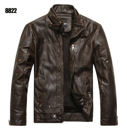 Men PU Leather Jackets New Motorcycle Men's Cotton Coat Autumn Winter Fleece Leather Jacket