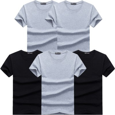 High Quality Fashion Men's T-Shirts Casual Short Sleeve T-shirt Mens Solid Casual Cotton Tee Shirt Summer Clothing 6pcs/lot