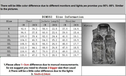 Spring Autumn Vintage Design Mens Denim Vest Male Retor Sleeveless Jackets Men Ripped Hole Jean Waistcoats Clothing 5XL