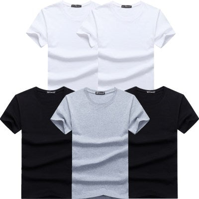 High Quality Fashion Men's T-Shirts Casual Short Sleeve T-shirt Mens Solid Casual Cotton Tee Shirt Summer Clothing 6pcs/lot