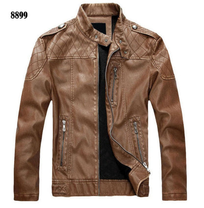 Men PU Leather Jackets New Motorcycle Men's Cotton Coat Autumn Winter Fleece Leather Jacket