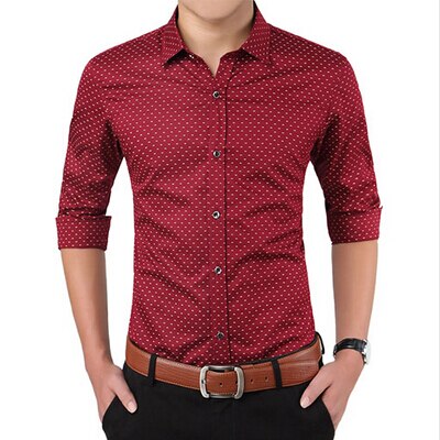 New Autumn Fashion Brand Men Clothes Slim Fit Men Long Sleeve Shirt Men Polka Dot Casual Men Shirt Social Plus Size M-5XL