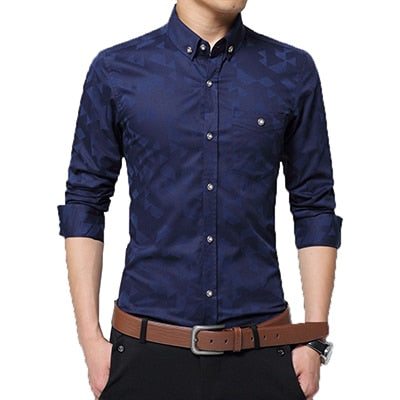 New Autumn Fashion Brand Men Clothes Slim Fit Men Long Sleeve Shirt Men Polka Dot Casual Men Shirt Social Plus Size M-5XL