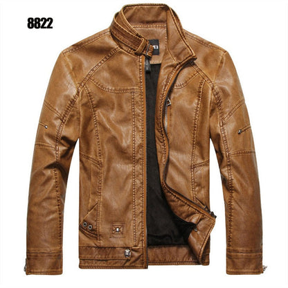 Men PU Leather Jackets New Motorcycle Men's Cotton Coat Autumn Winter Fleece Leather Jacket