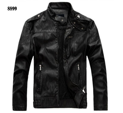 Men PU Leather Jackets New Motorcycle Men's Cotton Coat Autumn Winter Fleece Leather Jacket