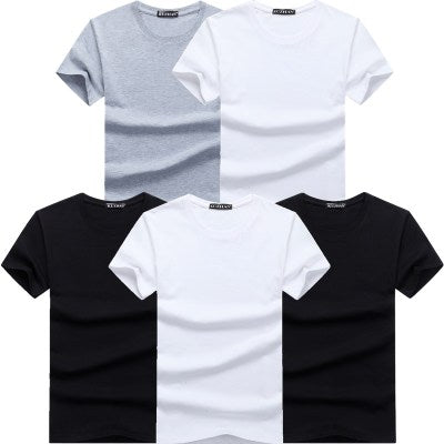 High Quality Fashion Men's T-Shirts Casual Short Sleeve T-shirt Mens Solid Casual Cotton Tee Shirt Summer Clothing 6pcs/lot