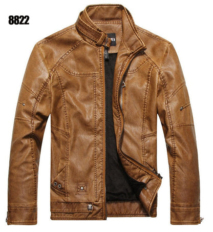 Men PU Leather Jackets New Motorcycle Men's Cotton Coat Autumn Winter Fleece Leather Jacket