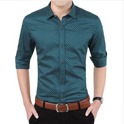 New Autumn Fashion Brand Men Clothes Slim Fit Men Long Sleeve Shirt Men Polka Dot Casual Men Shirt Social Plus Size M-5XL