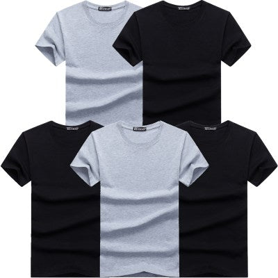 High Quality Fashion Men's T-Shirts Casual Short Sleeve T-shirt Mens Solid Casual Cotton Tee Shirt Summer Clothing 6pcs/lot