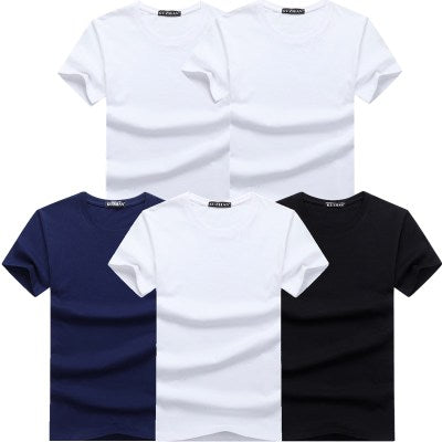 High Quality Fashion Men's T-Shirts Casual Short Sleeve T-shirt Mens Solid Casual Cotton Tee Shirt Summer Clothing 6pcs/lot