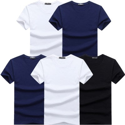 High Quality Fashion Men's T-Shirts Casual Short Sleeve T-shirt Mens Solid Casual Cotton Tee Shirt Summer Clothing 6pcs/lot