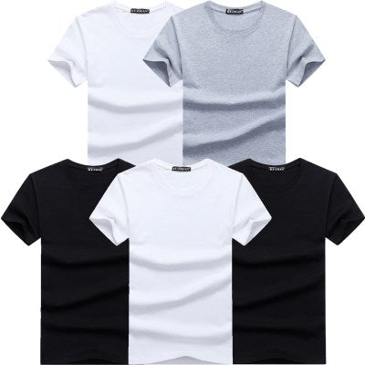 High Quality Fashion Men's T-Shirts Casual Short Sleeve T-shirt Mens Solid Casual Cotton Tee Shirt Summer Clothing 6pcs/lot