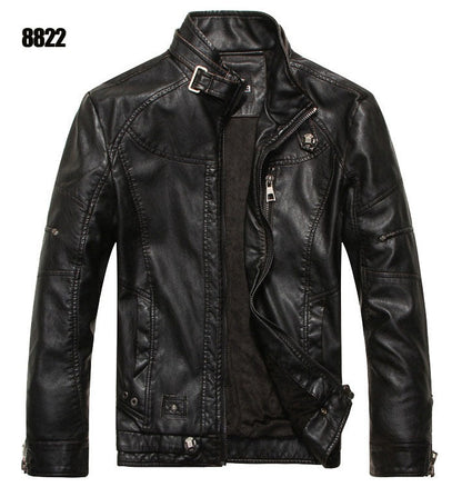 Men PU Leather Jackets New Motorcycle Men's Cotton Coat Autumn Winter Fleece Leather Jacket