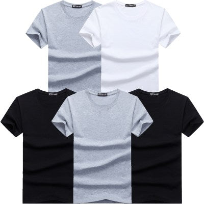 High Quality Fashion Men's T-Shirts Casual Short Sleeve T-shirt Mens Solid Casual Cotton Tee Shirt Summer Clothing 6pcs/lot