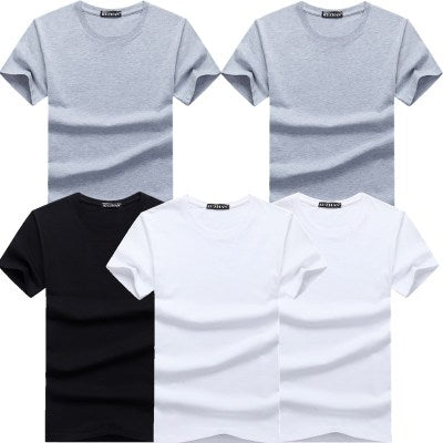 High Quality Fashion Men's T-Shirts Casual Short Sleeve T-shirt Mens Solid Casual Cotton Tee Shirt Summer Clothing 6pcs/lot