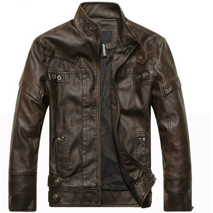 Men PU Leather Jackets New Motorcycle Men's Cotton Coat Autumn Winter Fleece Leather Jacket