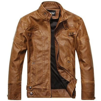 Men PU Leather Jackets New Motorcycle Men's Cotton Coat Autumn Winter Fleece Leather Jacket