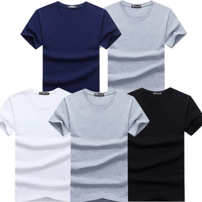 High Quality Fashion Men's T-Shirts Casual Short Sleeve T-shirt Mens Solid Casual Cotton Tee Shirt Summer Clothing 6pcs/lot