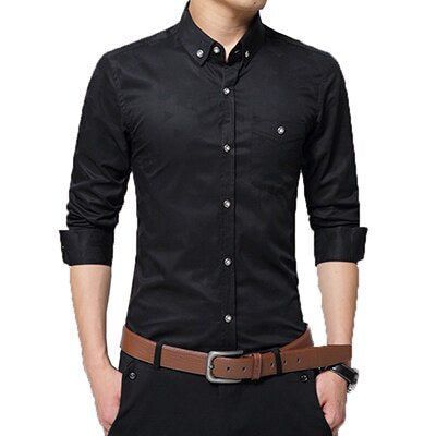 New Autumn Fashion Brand Men Clothes Slim Fit Men Long Sleeve Shirt Men Polka Dot Casual Men Shirt Social Plus Size M-5XL