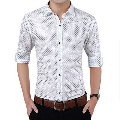 New Autumn Fashion Brand Men Clothes Slim Fit Men Long Sleeve Shirt Men Polka Dot Casual Men Shirt Social Plus Size M-5XL