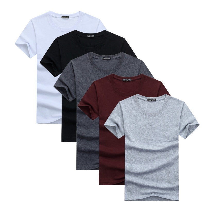 High Quality Fashion Men's T-Shirts Casual Short Sleeve T-shirt Mens Solid Casual Cotton Tee Shirt Summer Clothing 6pcs/lot