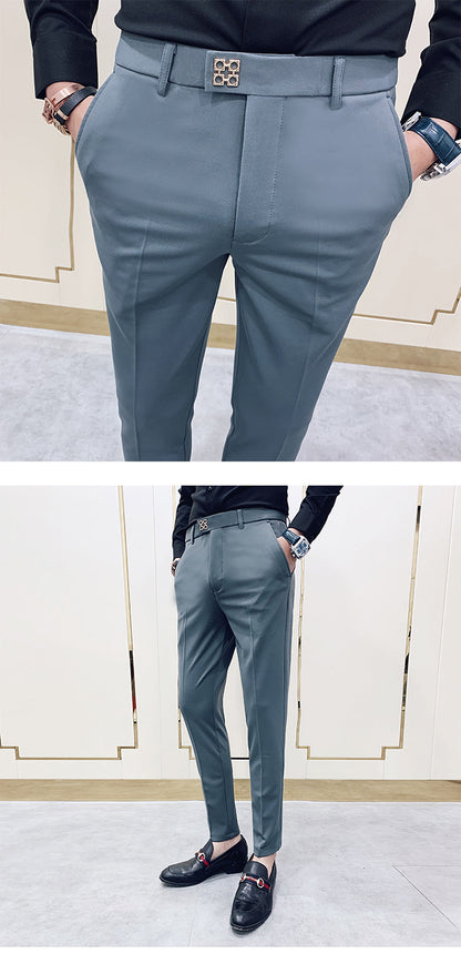 Spring Summer New Pants Men's Korean Slim Men Casual Pants Streetwear Men Suit Pants Men's Black Gray Trousers Plus Size 36