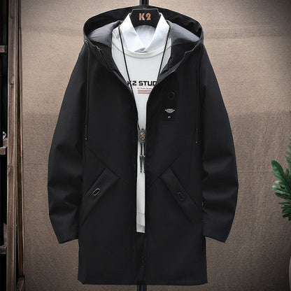 Mens Casual Long Jackets And Coats Hooded Streetwear Hip Hop Windbreaker Outwear