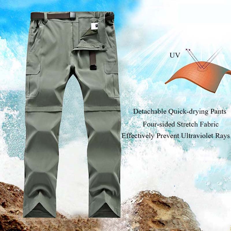 New Mens Quick Dry Hiking Pants Outdoor Removable Summer UV Protection Breathable Camping Trekking Fishing Trousers PN51