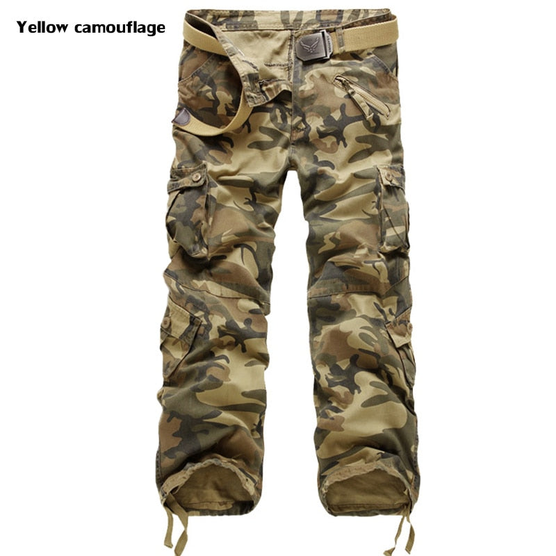 High Quality Men's Cargo Pants Casual Loose Multi Pocket Military Pants Long Trousers for Men Camo Joggers Plus Size 28-40