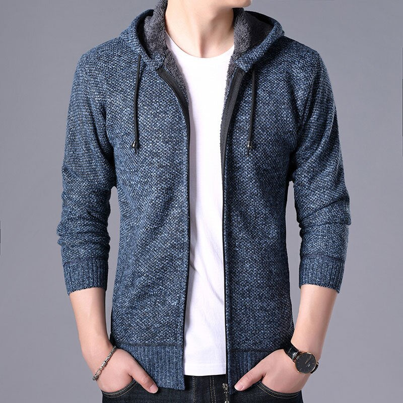 Autumn Winter Jacket Men Warm Cashmere Casual Wool Zipper Slim Fit Fleece Jacket Men Coat Dress Knitwear Male Coats