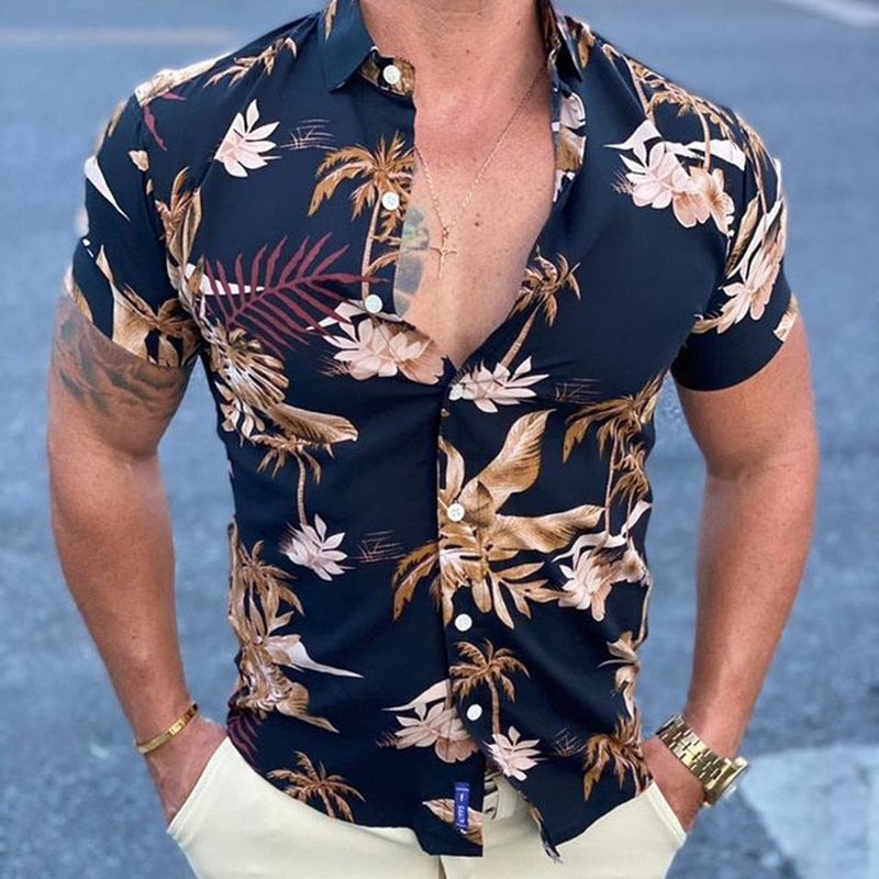 Summer New Mens Vintage Striped Shirt Fashion Casual Luxury Shirt Short Sleeve Hawaii Shirts For Men