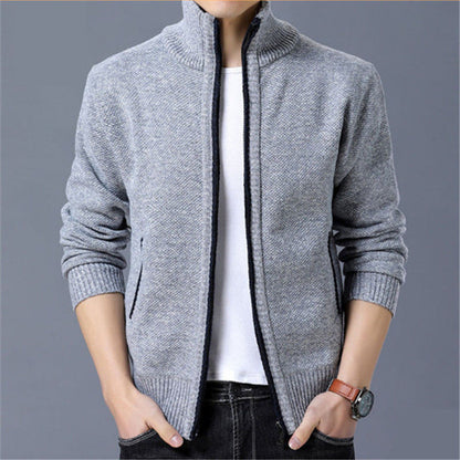 Men's New Fleece Cardigan Sweater Fall/Winter Thermal Jacket Zip Up Knitted Trendy Casual Plus Size M-4XL