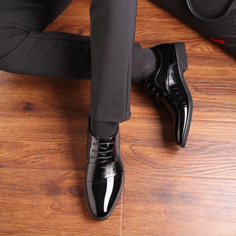 High Heel Shoes Men 6CM Man Leather Business Shoe Stylist Men's Dress Suits Hidden Heeled Party Oxfords