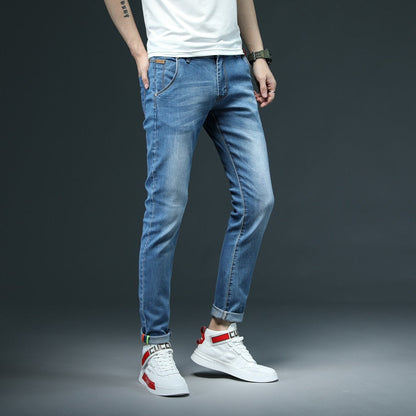 Men's Skinny White Jeans Fashion Casual Elastic Cotton Slim Denim Pants Male Brand Clothing Black Gray Khaki