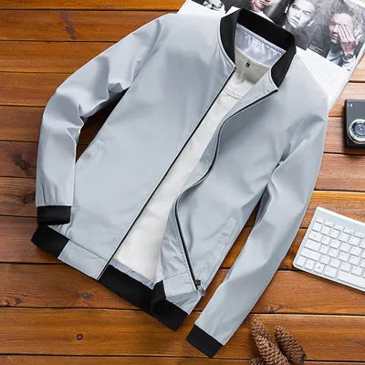 Spring Men's Bomber Jackets Male Outwear Slim Fit Solid Color Coats Fashion Man Streetwear Baseball Jackets Clothing