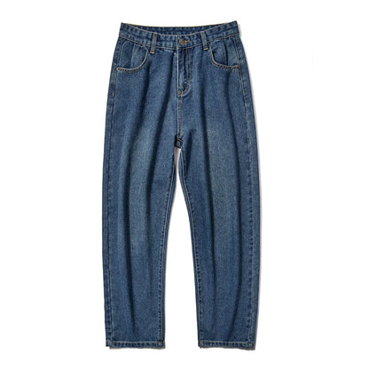 Wide legs Jeans Men Fashion Retro Solid Color Casual Straight Jean Pants Mens Streetwear Hip Hop Denim Pants Mens Trousers M-3XL