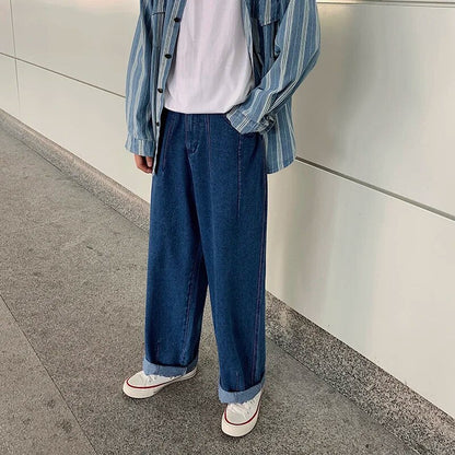 Men Wide Leg Jeans Loose Straight Baggy Denim Pant Men's Women's Streetwear Skateboard Pants Oversized Hip Hop Casual Trousers