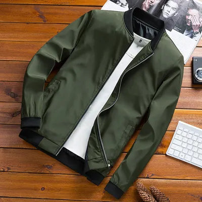 Spring Men's Bomber Jackets Male Outwear Slim Fit Solid Color Coats Fashion Man Streetwear Baseball Jackets Clothing