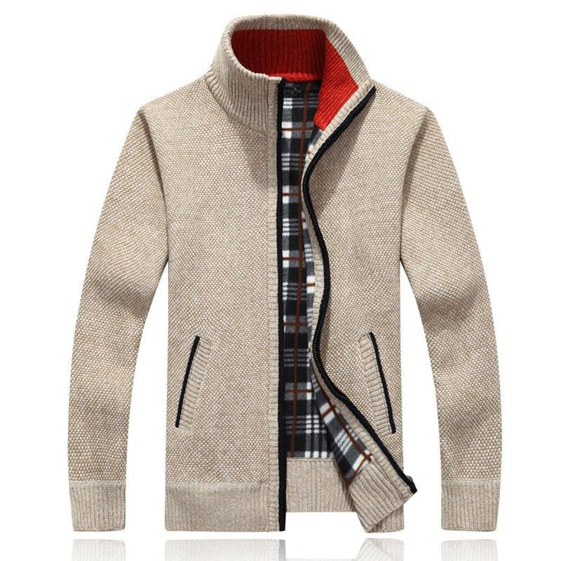 Autumn Winter Jacket Men Warm Cashmere Casual Wool Zipper Slim Fit Fleece Jacket Men Coat Dress Knitwear Male Coats