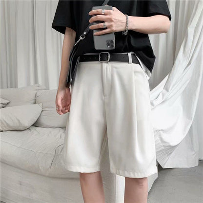 Summer Casual Shorts Men Fashion Solid Color Business Dress Shorts Men Streetwear Wild Loose British Style Suit Shorts Men