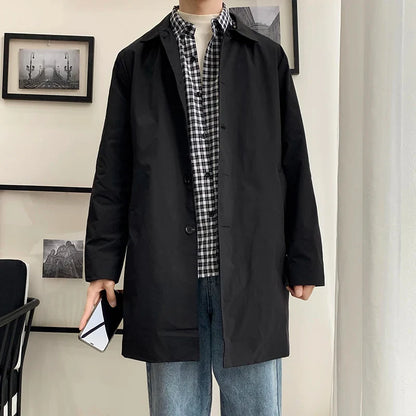 Men's M-5XL Plus Size Trench Coat Loose Fit Long Lapel Single Breasted Windbreaker Jacket Button Overcoat Men Clothing XXXXXL