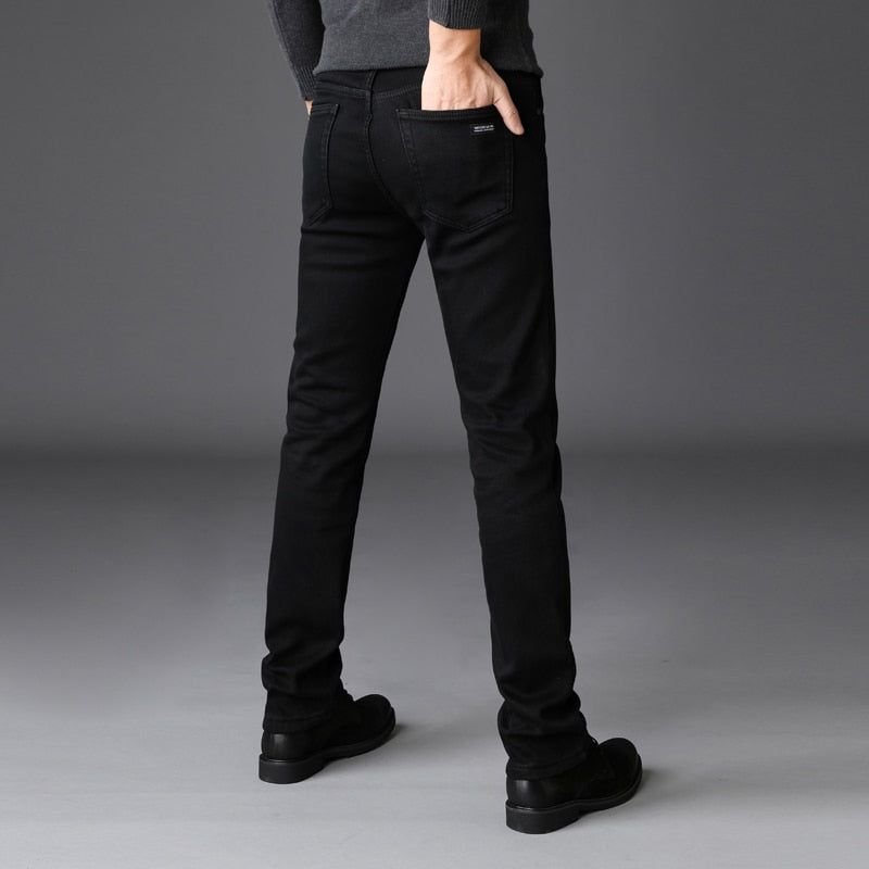 New Men's Black Slim Jeans Classic Style Business Fashion Advanced Stretch Jean Trousers Male Brand Denim Pants