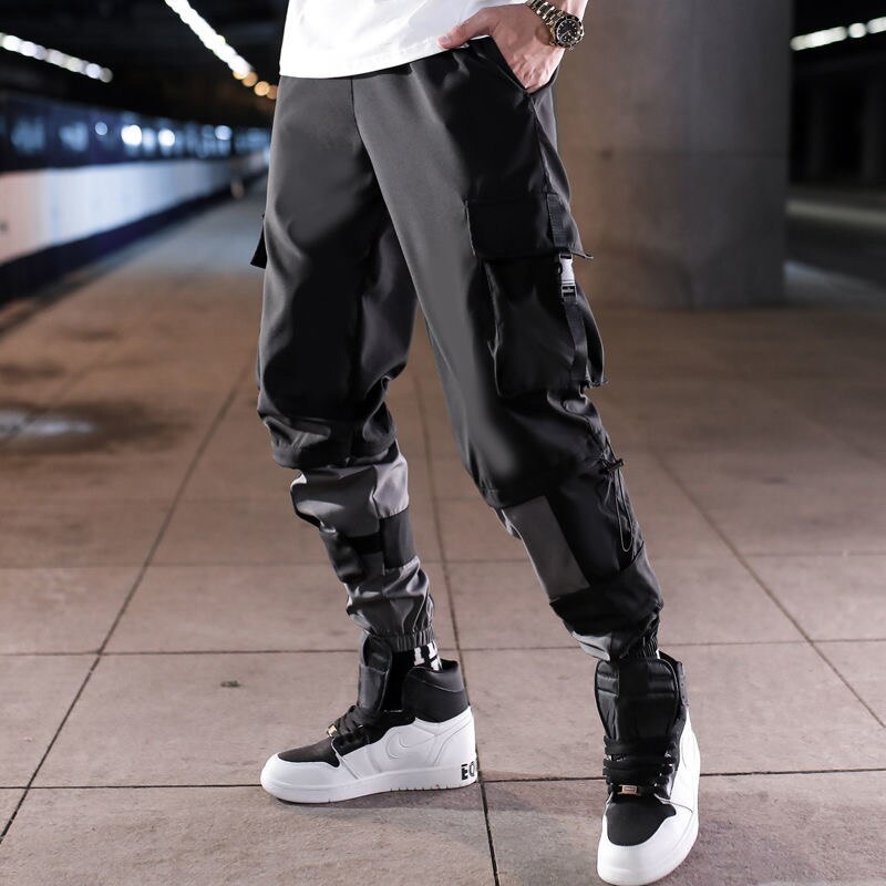 Mens Fashion Multi Pockets Cargo Harem Jogger Pants Men Hip Hop Fashion Casual Track Trousers Streetwear Harajuku New Men Sweatpants